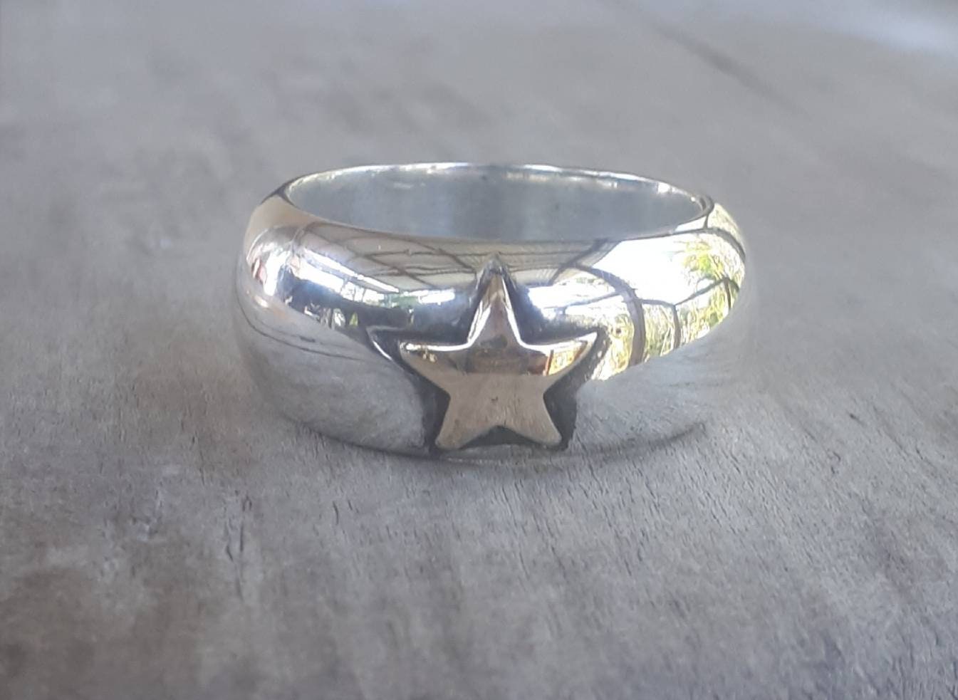 star ring,9k gold and 925 silver,chunky,9ct gold star,sterling silver,two tone,boho,wedding band,hipster,unisex ring,handmade,hippy,goddess