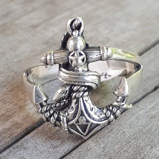 anchor ring, sterling silver,snake ring,nautical,sailor rockabilly wedding,maritime, ship,hipster