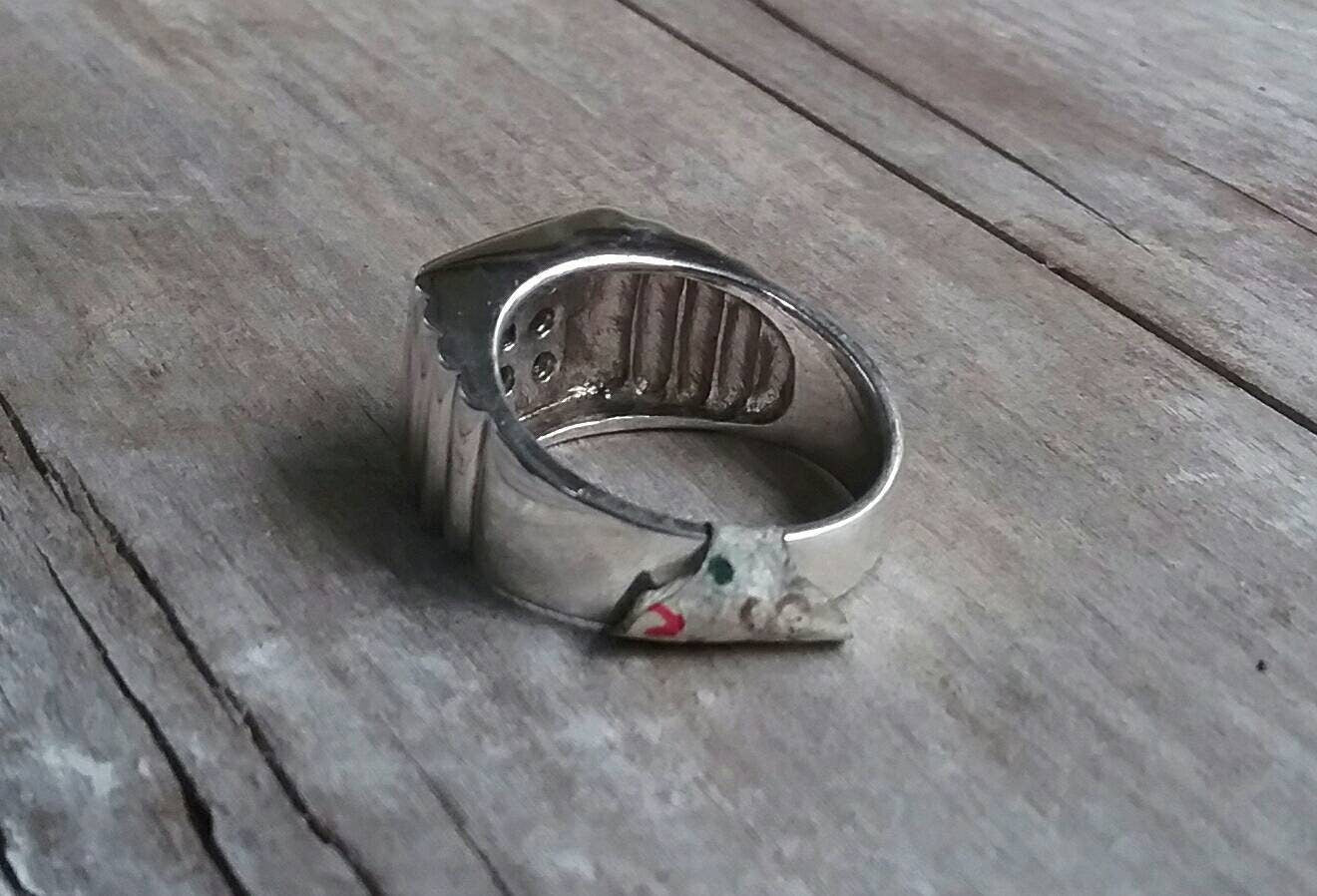Cz ring,square top ring,cubic zirconia, mans dress ring,sterling silver,signet ring,silver stone ring,hipster,handmade,