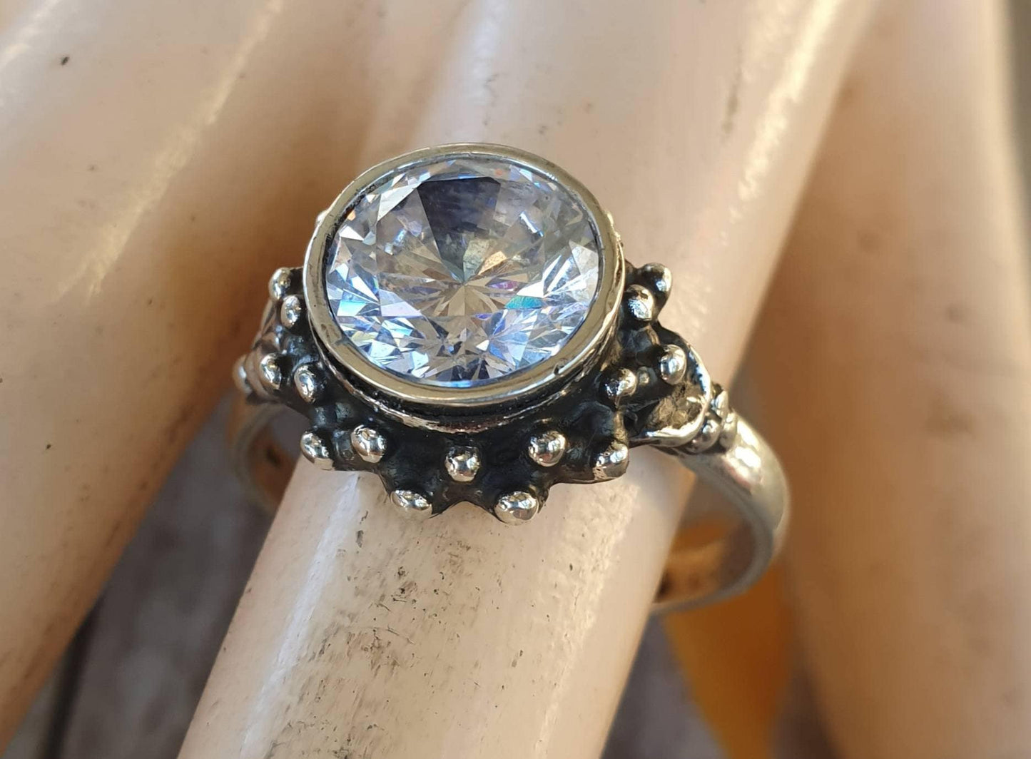 cz ring,925 sterling silver,handmade ball ring,goddess,boho,solitare ring,new age,ball ring,goddess,cubic zirconia,purple stone,