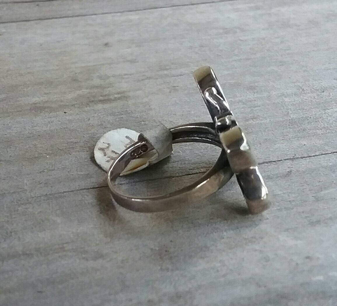 Butterfly ring,925 sterling silver,mother of pearl,inlay,shell, paua,abalone,handmade,goddess,boho,art nouveau,retro,