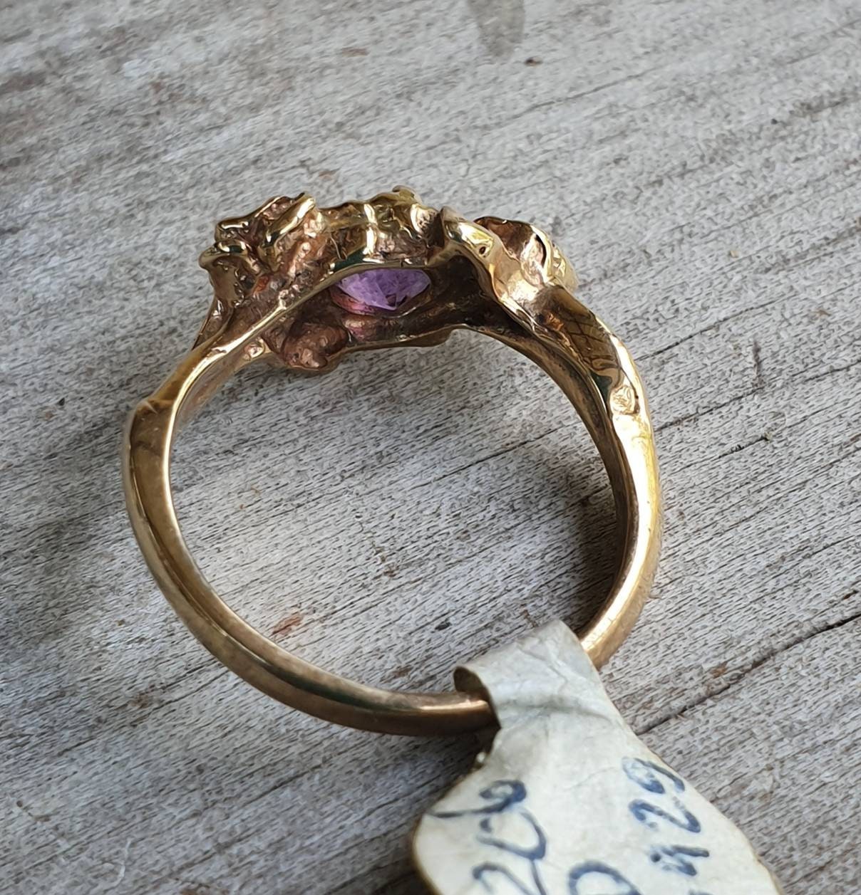 9k Gold rose ring,amethyst,9ct gold,flower,boho,art nouveau,victorian,vintage,handmade,gypsy,goddess,women fashion