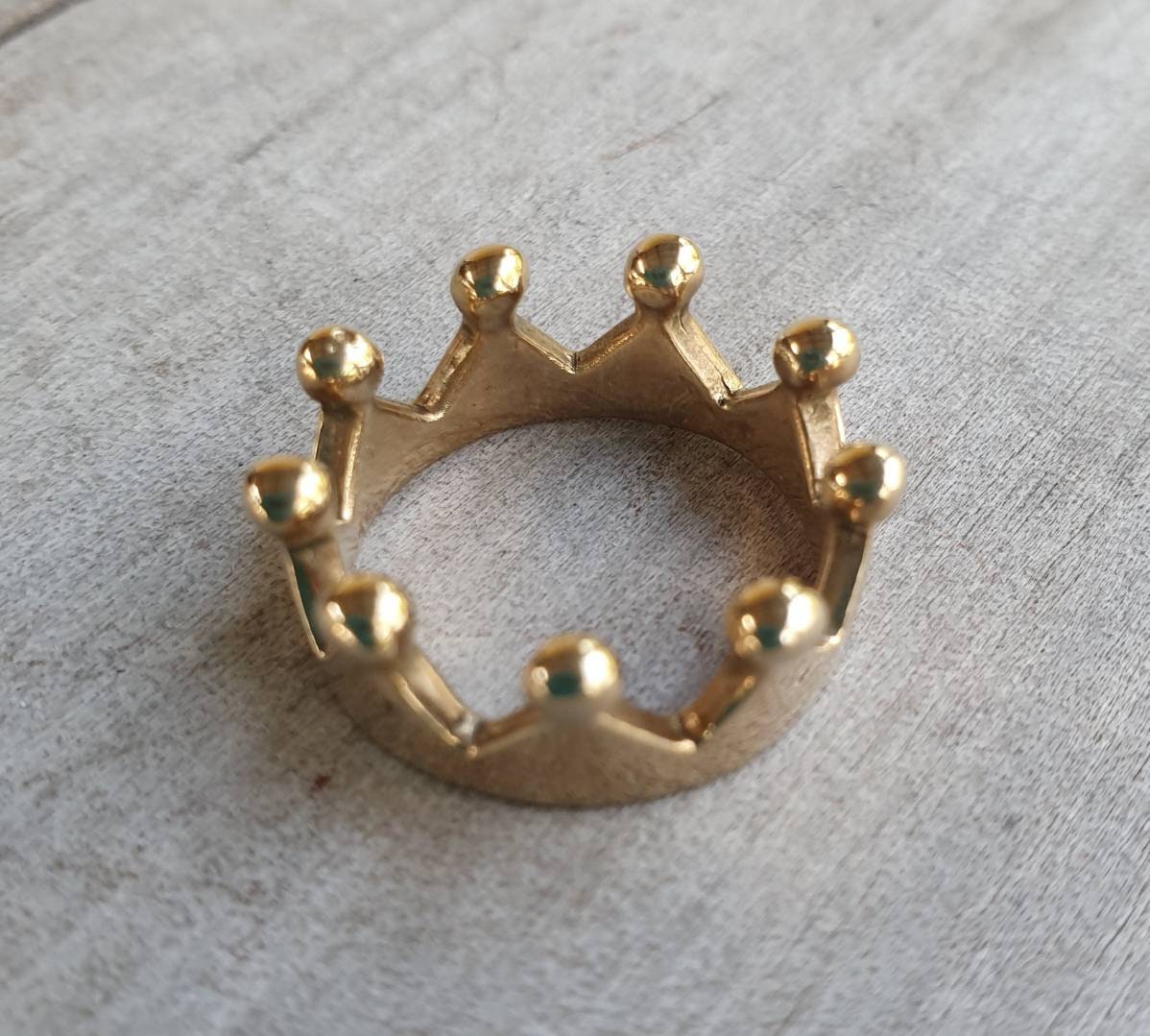 9k Gold crown ring,solid 9ct gold,small,chunky ring,pinkie ring,rockabilly,boho style,