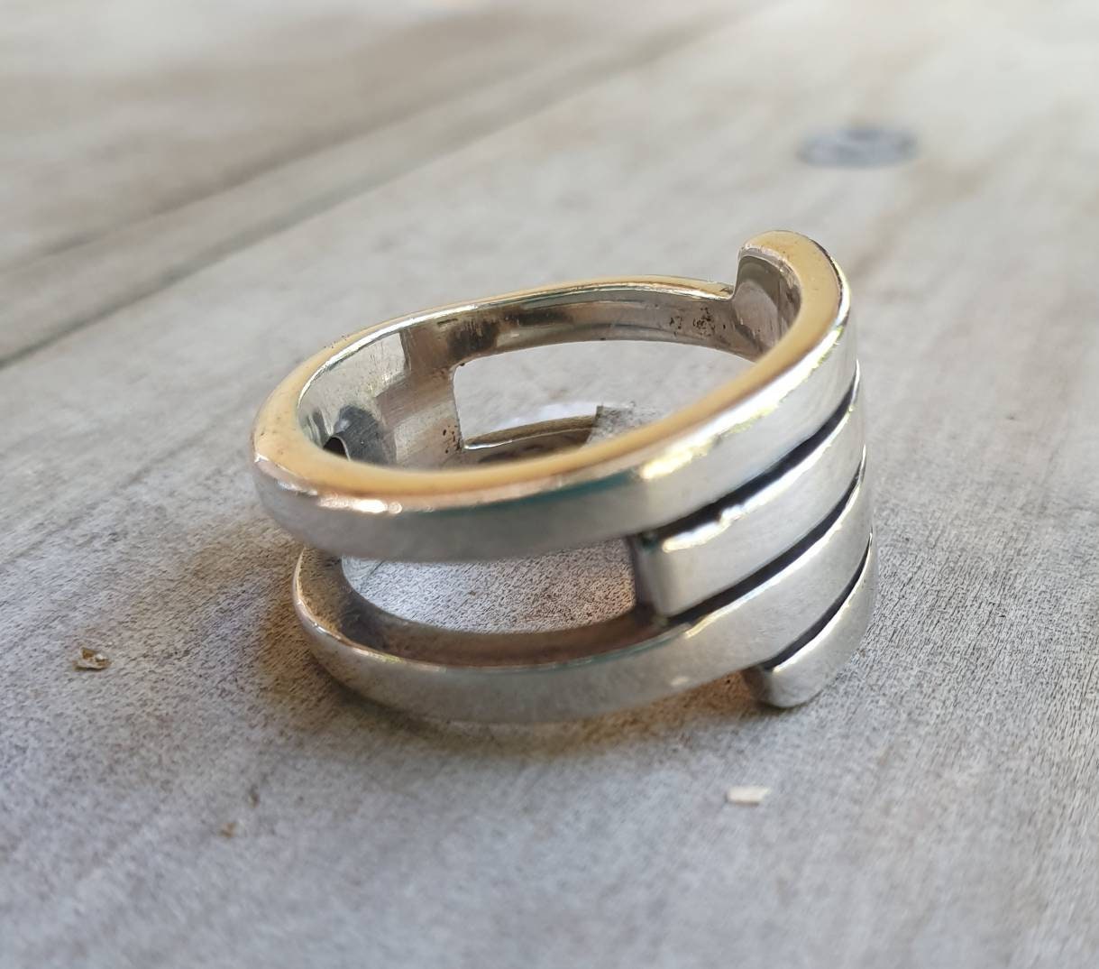 Chunky wide ring,sterling silver, modern wedding ring,