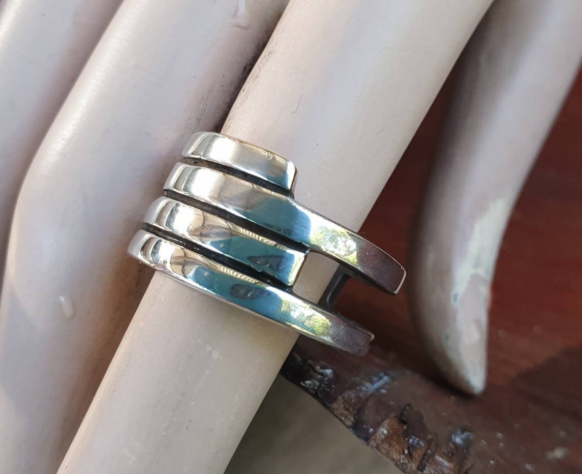 Chunky wide ring,sterling silver, modern wedding ring,