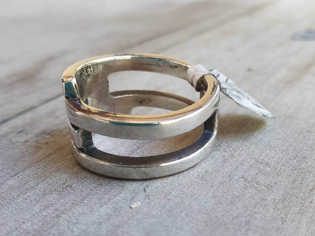 Chunky wide ring,sterling silver, modern wedding ring,