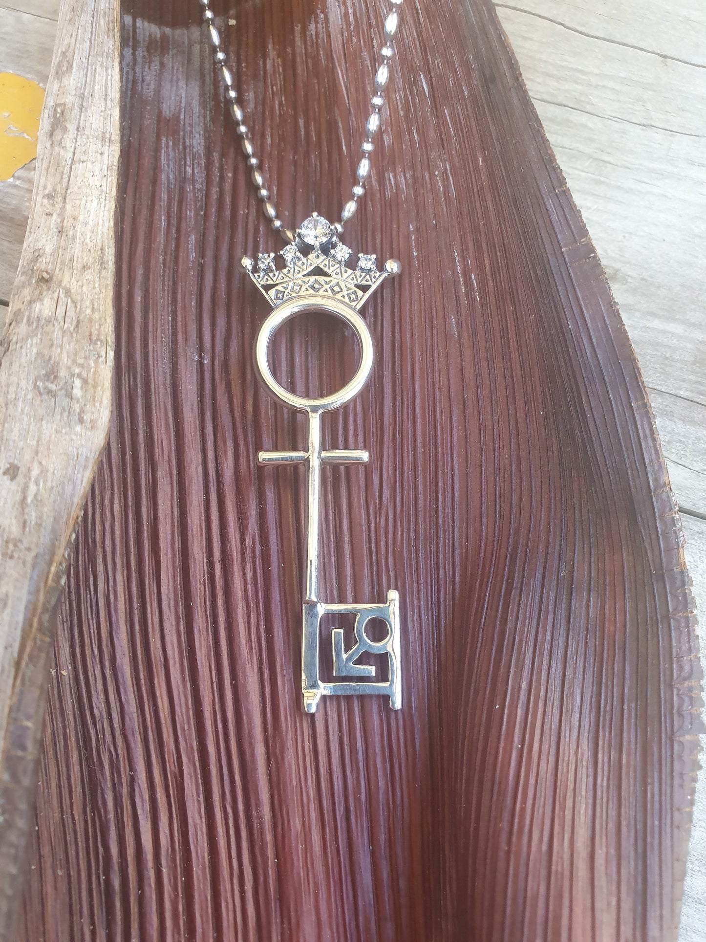 Crown key pendant,vintage,1990s,sterling silver,cubic zirconia, cz,pet of the month