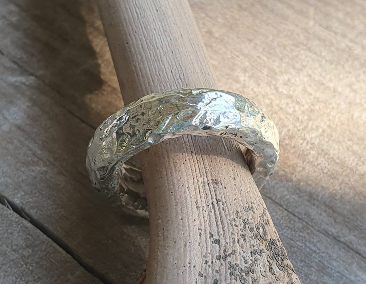 Chunky silver band,handmade sterling silver,solid hammered silver band,unisex half round halo,rustic  wedding,stacker,industrial,steampunk