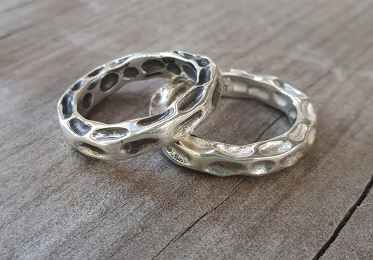 Nugget hammered ring, solid 925 Sterling silver,stacker band,industrial, rustic wedding band, unisex,men's fashion,handmade,steampunk