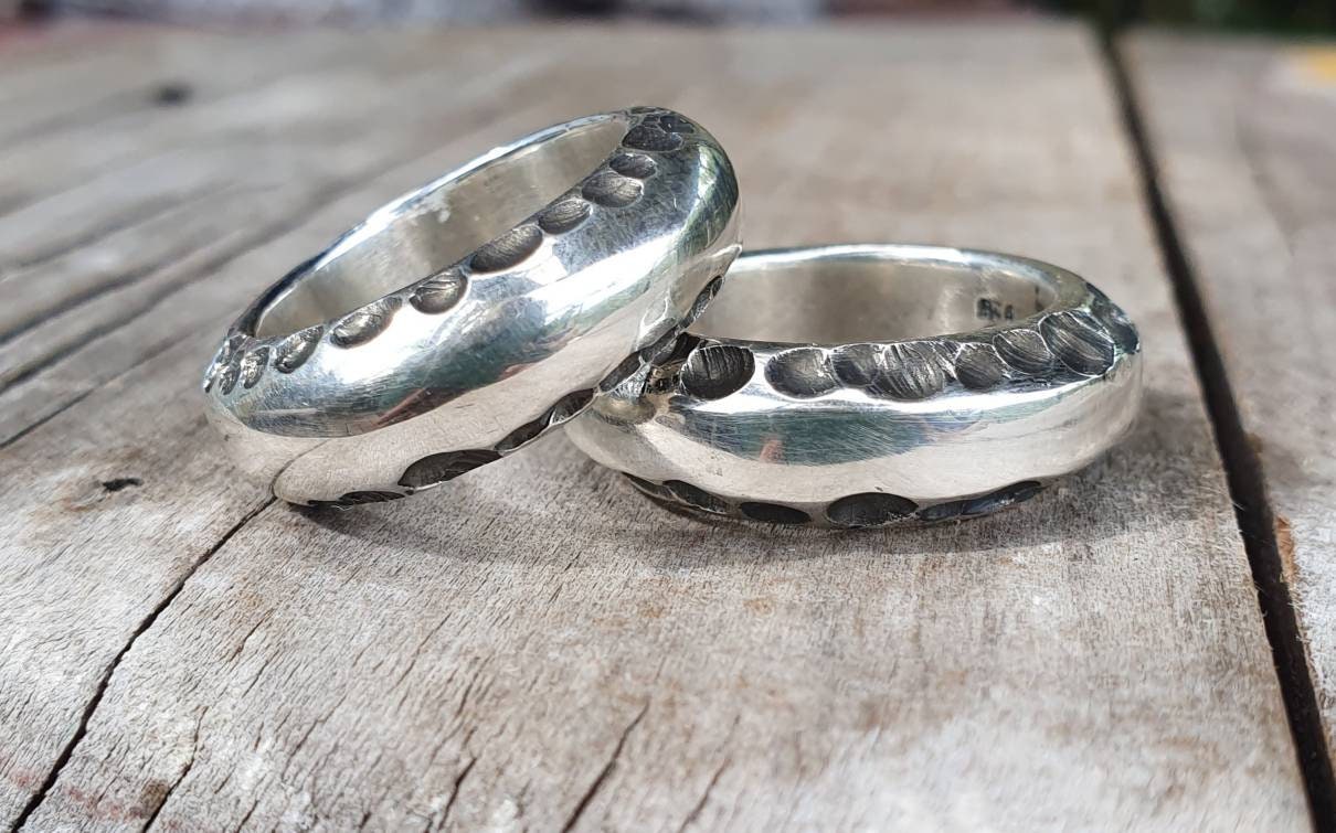 Thick 8mm silver band,925 sterling silver,19gms rustic handmade hammered ring,industrial,steampunk wedding,dress ring