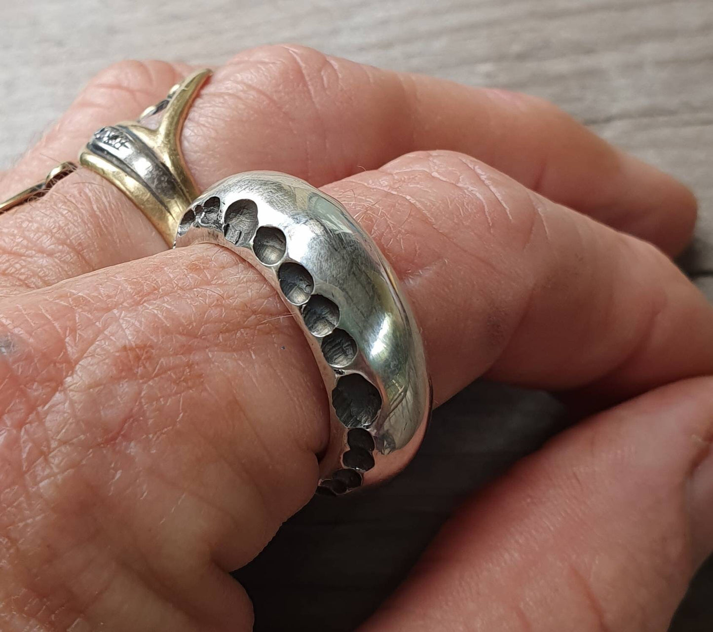Thick 8mm silver band,925 sterling silver,19gms rustic handmade hammered ring,industrial,steampunk wedding,dress ring