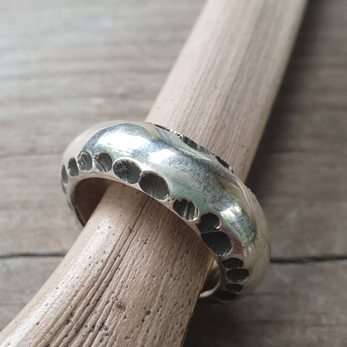Thick 8mm silver band,925 sterling silver,19gms rustic handmade hammered ring,industrial,steampunk wedding,dress ring