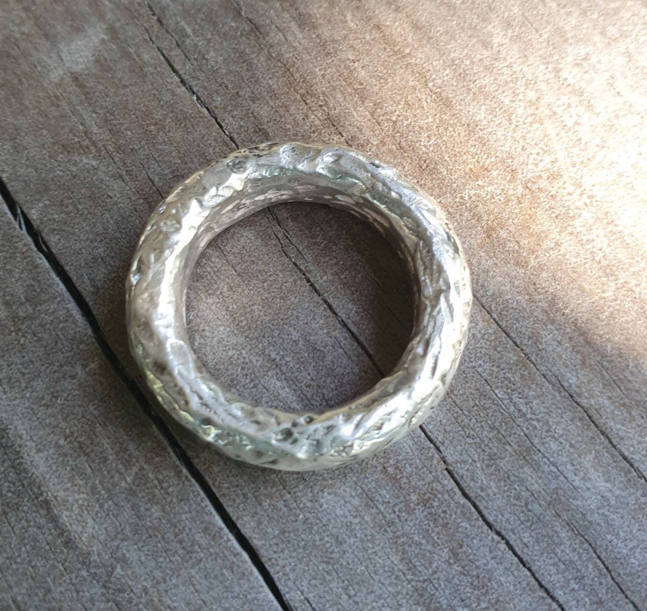 Chunky silver band,handmade sterling silver,solid hammered silver band,unisex half round halo,rustic  wedding,stacker,industrial,steampunk