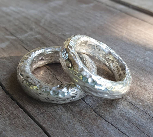 Chunky silver band,handmade sterling silver,solid hammered silver band,unisex half round halo,rustic  wedding,stacker,industrial,steampunk