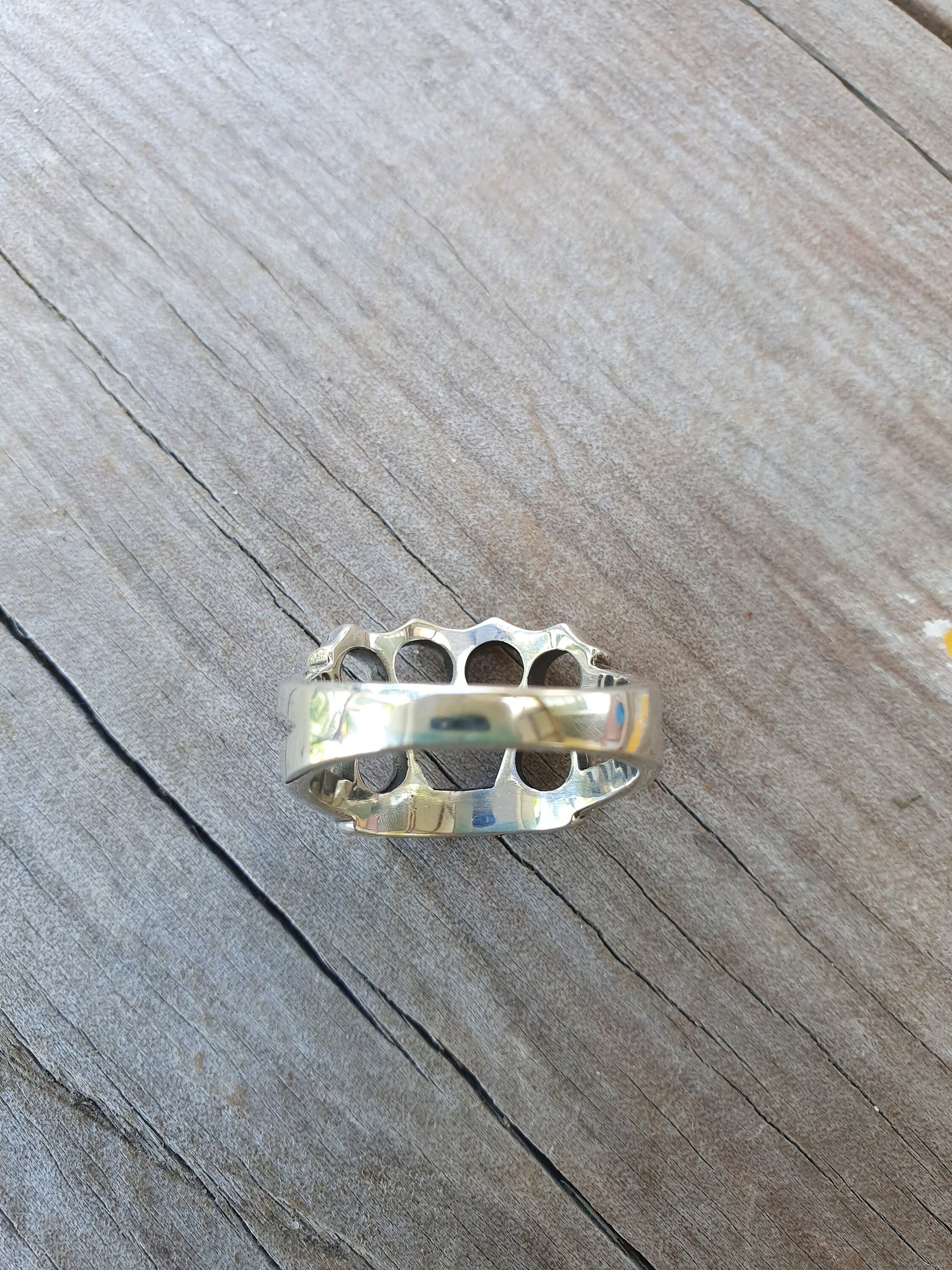 knuckle duster,gangster ring, sterling silver punk, martial art, gang,blink,hipster,biker,handmade