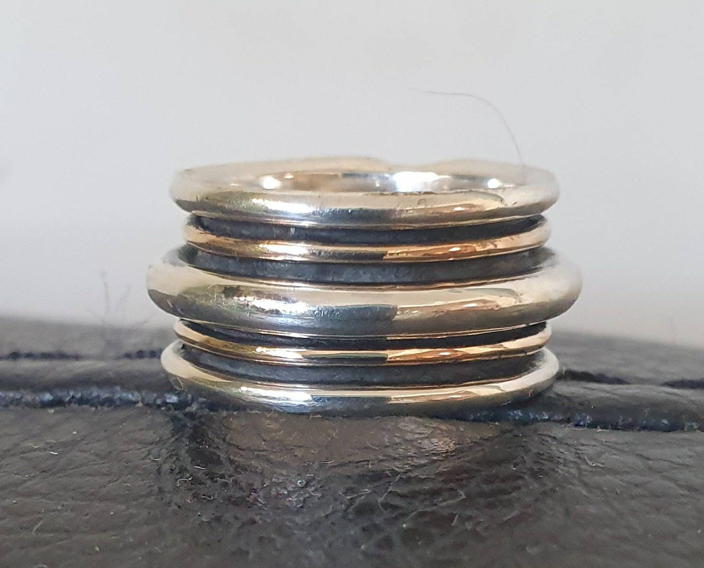 Chunky Two tone ring,wide,9ct gold and 925 sterling silver,unisex mixed metal band,wedding ring,