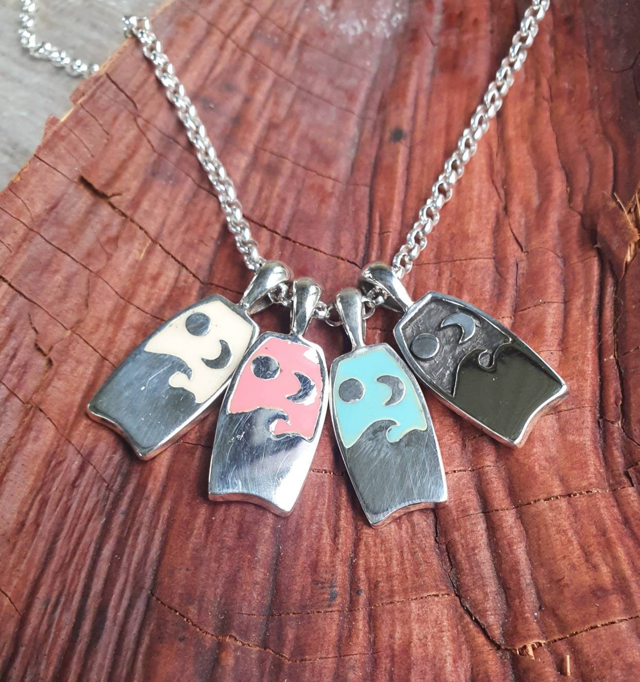 Boogie board,surf,sterling silver,moon,sun,surf wave pendant, wave,surfer, sterling silver,surf charm,beach jewelry,handmade,