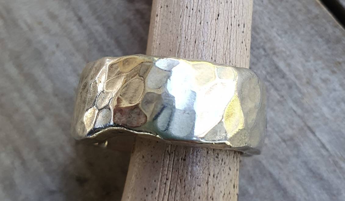 thick heavy ring,10mm solid  925sterling silver,hammered,rustic,nugget,steampunk,mens wedding dress ring,mans band
