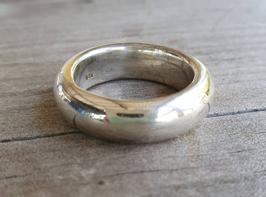 Silver band,925 solid sterling silver ring,6.2 mm,plain thick,half round band,wedding,D shape round band,boho,unisex,handmade,chunky ring,