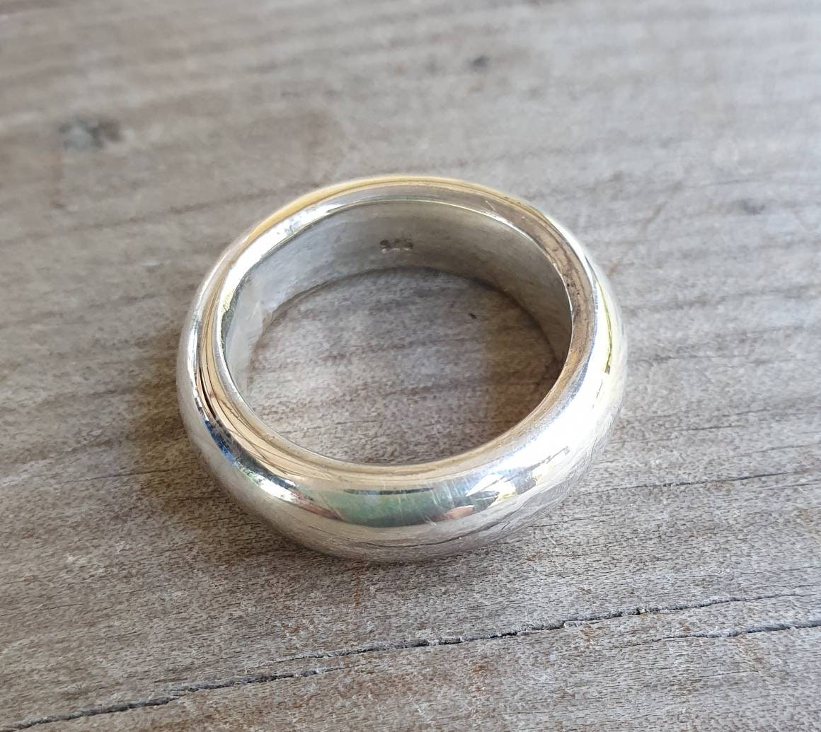 Silver band,925 solid sterling silver ring,6.2 mm,plain thick,half round band,wedding,D shape round band,boho,unisex,handmade,chunky ring,
