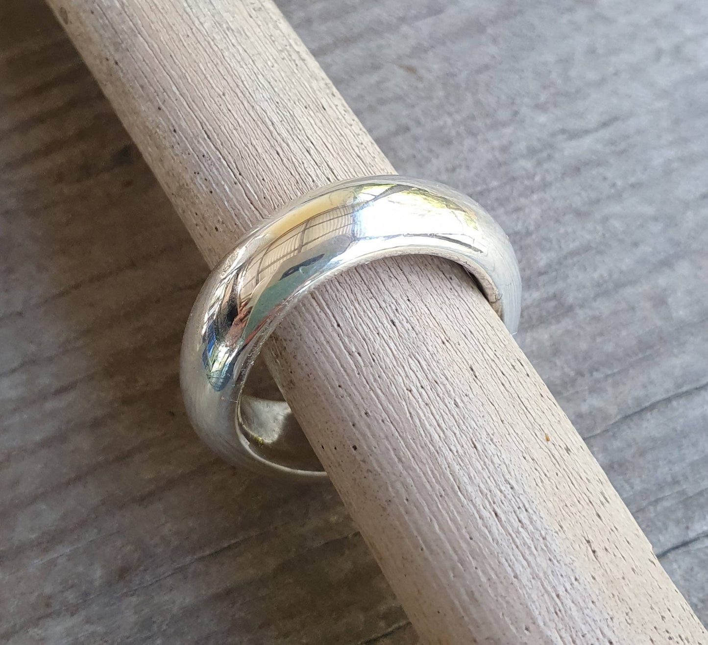 Silver band,solid 6.2mm,plain thick sterling silver ring,half round band,wedding,dress ring,boho,unisex,handmade,d shape ring,chunky ring,