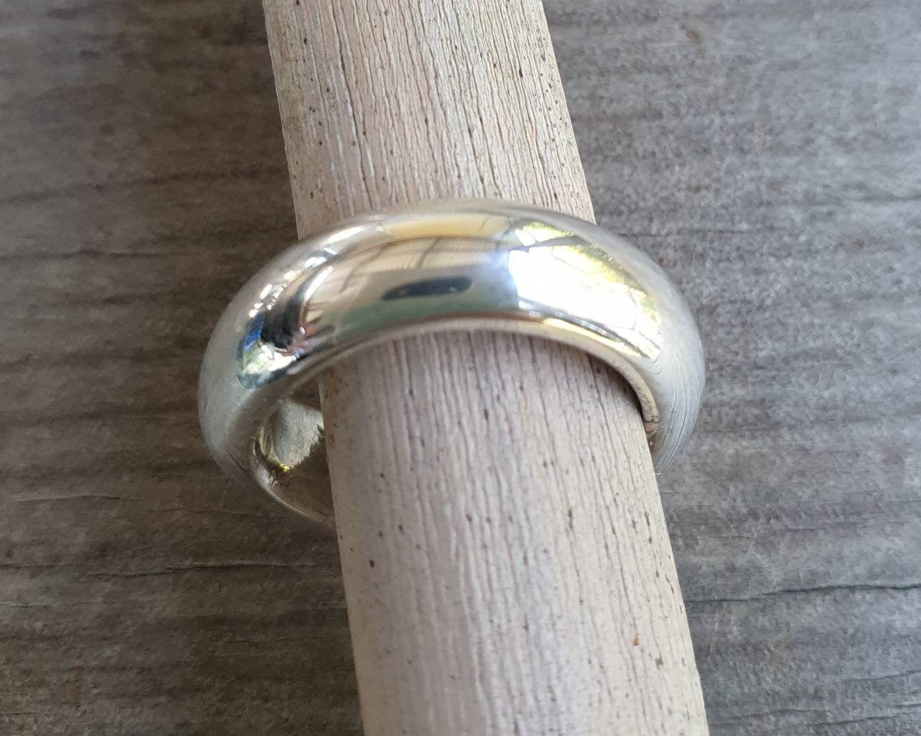 Silver band,solid 6.2mm,plain thick sterling silver ring,half round band,wedding,dress ring,boho,unisex,handmade,d shape ring,chunky ring,