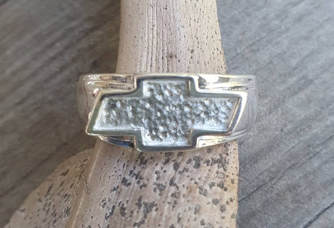 Chev car ring,sterling silver, small cheve ring,rockabilly,hot rod,truck ring,vintage car,hipster,