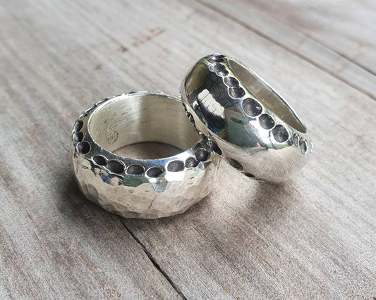 Heavy wide sterling silver ring,chunky rustic,hammered thick band,mans wedding ring,steampunk, chunky wedding ring, dress ring