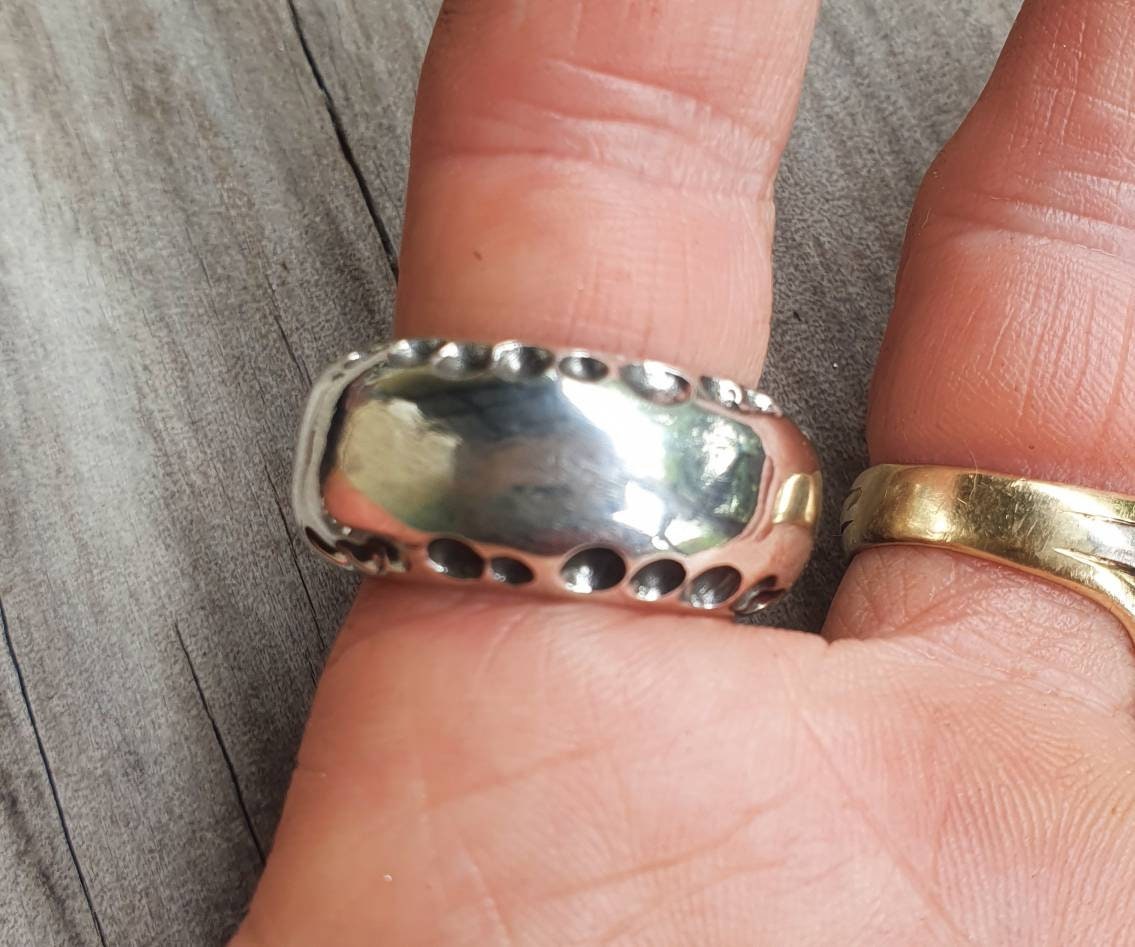 Heavy wide sterling silver ring,chunky rustic,hammered thick band,mans wedding ring,steampunk, chunky wedding ring, dress ring