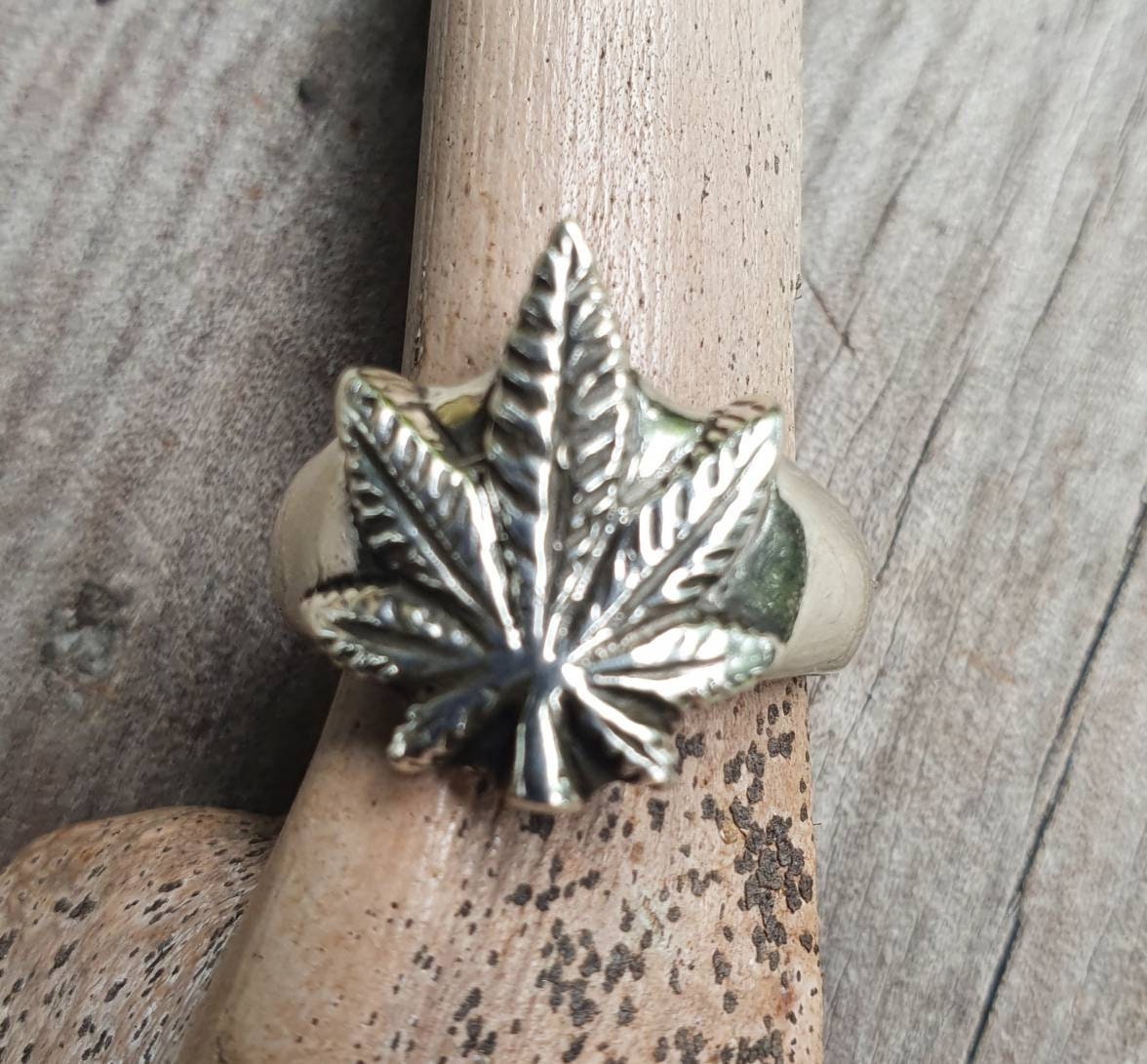 Marijuana ring, dope,weed, cannabis,mull,hippy,boho, sterling silver ring,hand made,organic jewelry,stoner,medical marijuana