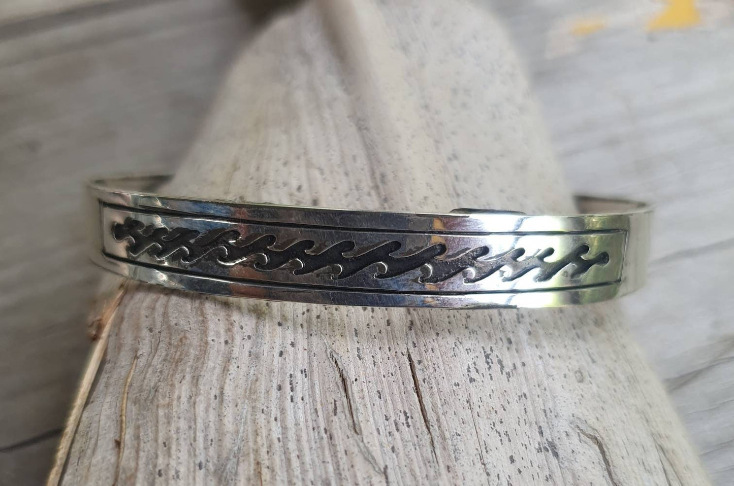 Silver cuff bracelet,sterling silver,wave bangle,tribal,unisex,boho,handmade