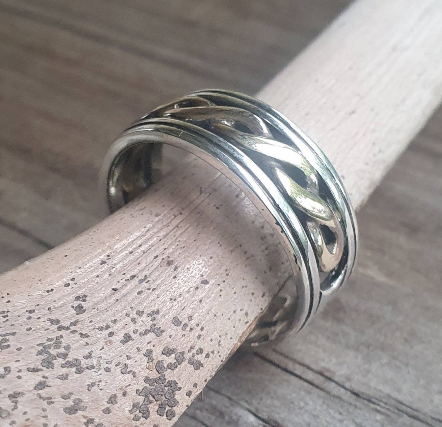 Gold and silver band,two tone ring,9k,9ct gold twist,sterling silver band,wedding,boho,man's fashion,unisex,designer,handmade
