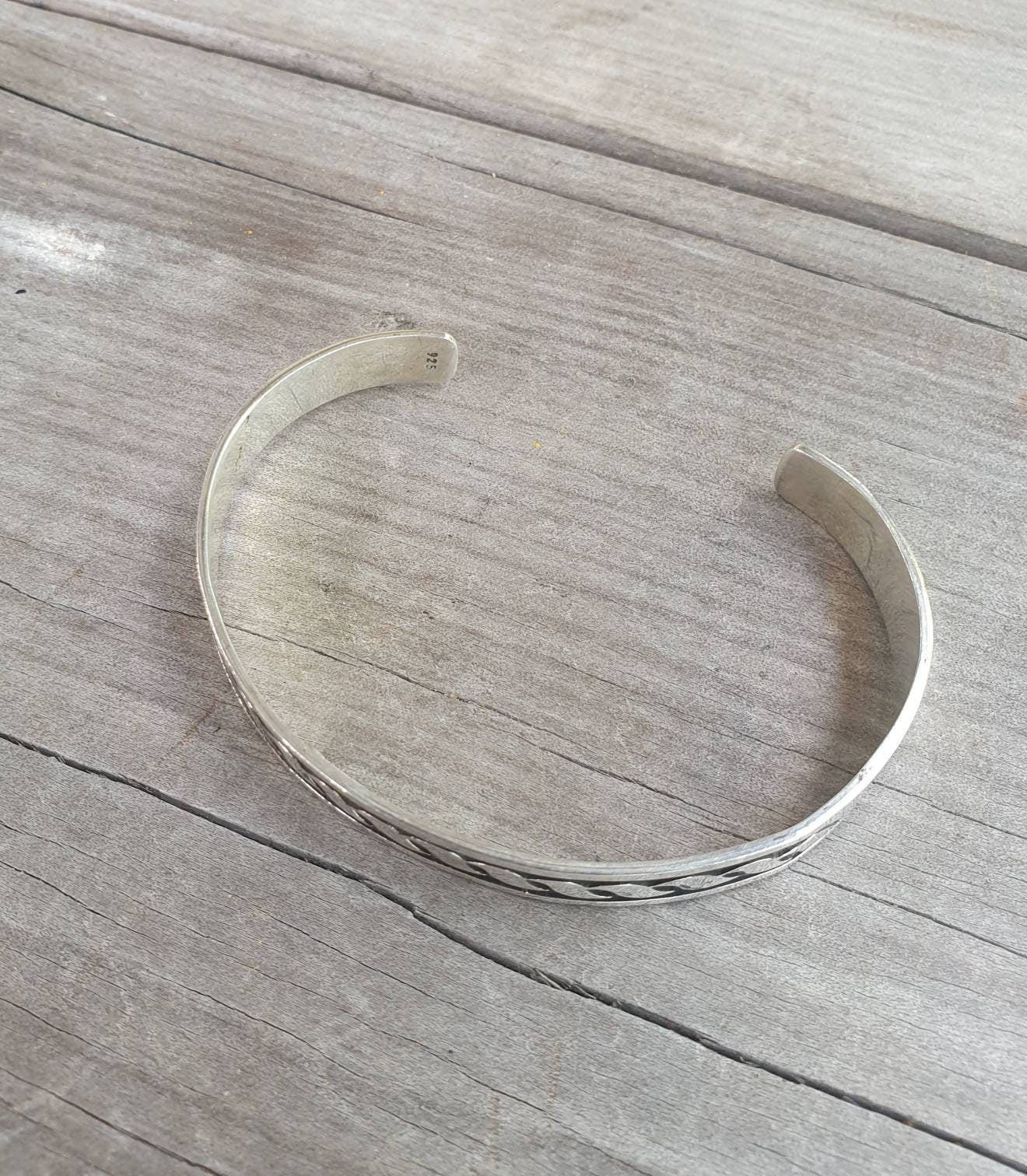Silver cuff bracelet,sterling silver,wave bangle,tribal,unisex,boho,handmade
