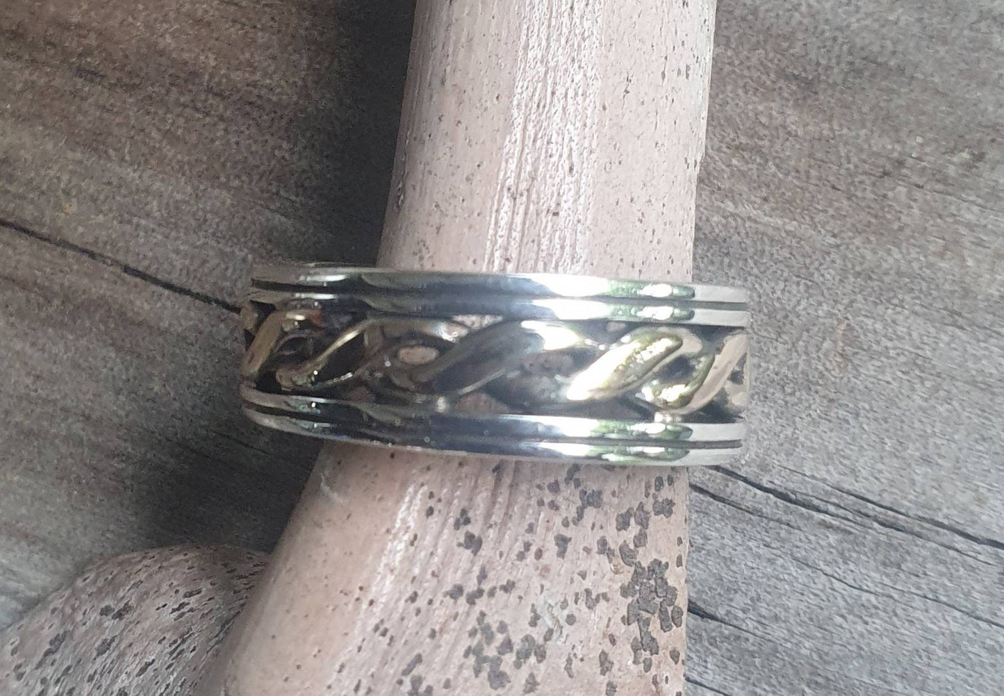Gold and silver band,two tone ring,9k,9ct gold twist,sterling silver band,wedding,boho,man's fashion,unisex,designer,handmade