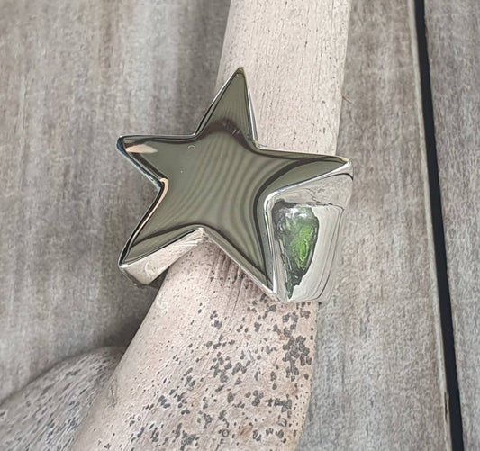 Large star ring,925 Sterling silver,flat solid,five pointed star,chunky ring,unisex,boho,hipster,designer fashion,