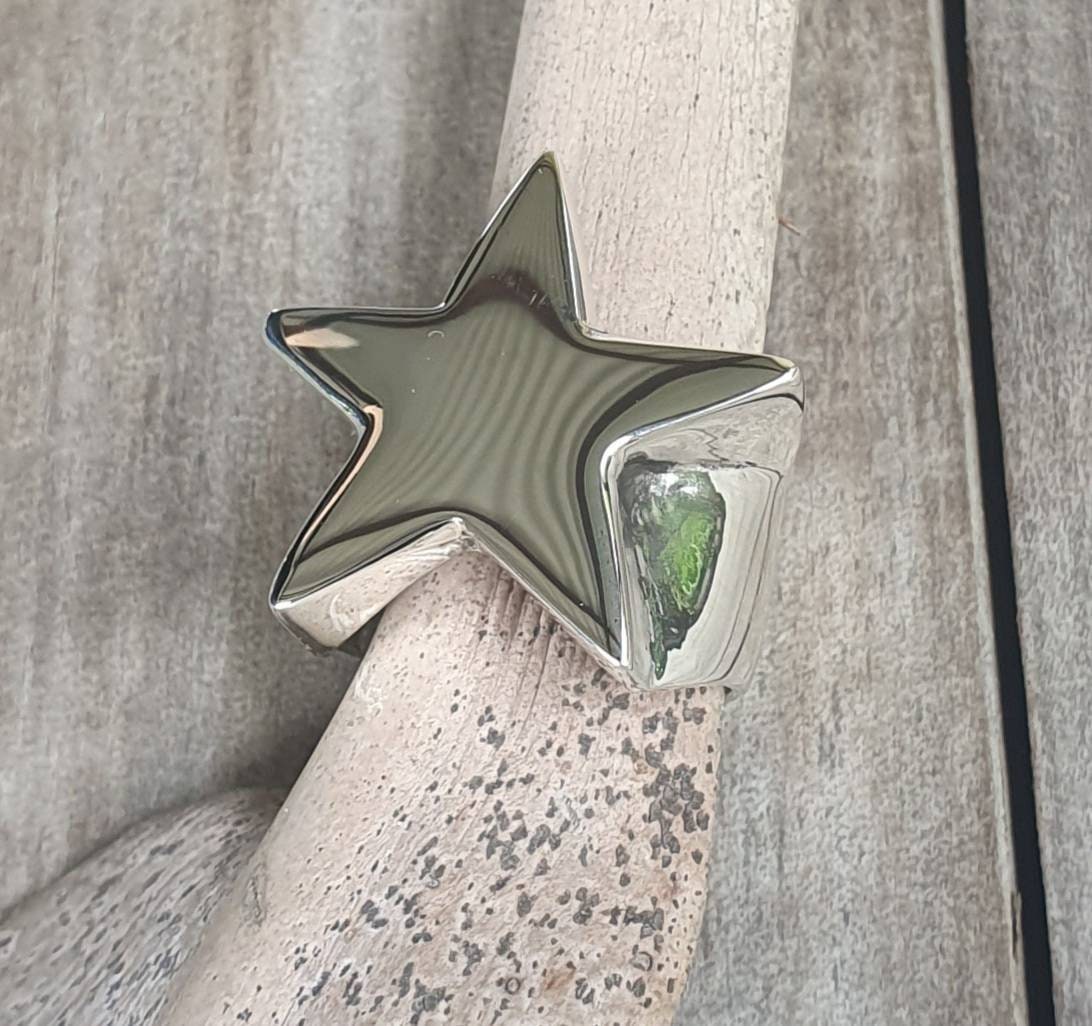 Large star ring,925 Sterling silver,caltex star,five pointed star,chunky ring,unisex,boho,hipster,designer fashion,