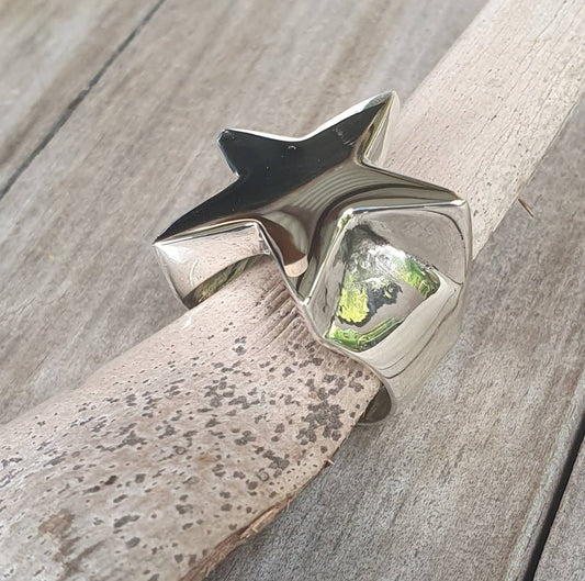 Large star ring,925 Sterling silver,caltex star,five pointed star,chunky ring,unisex,boho,hipster,designer fashion,
