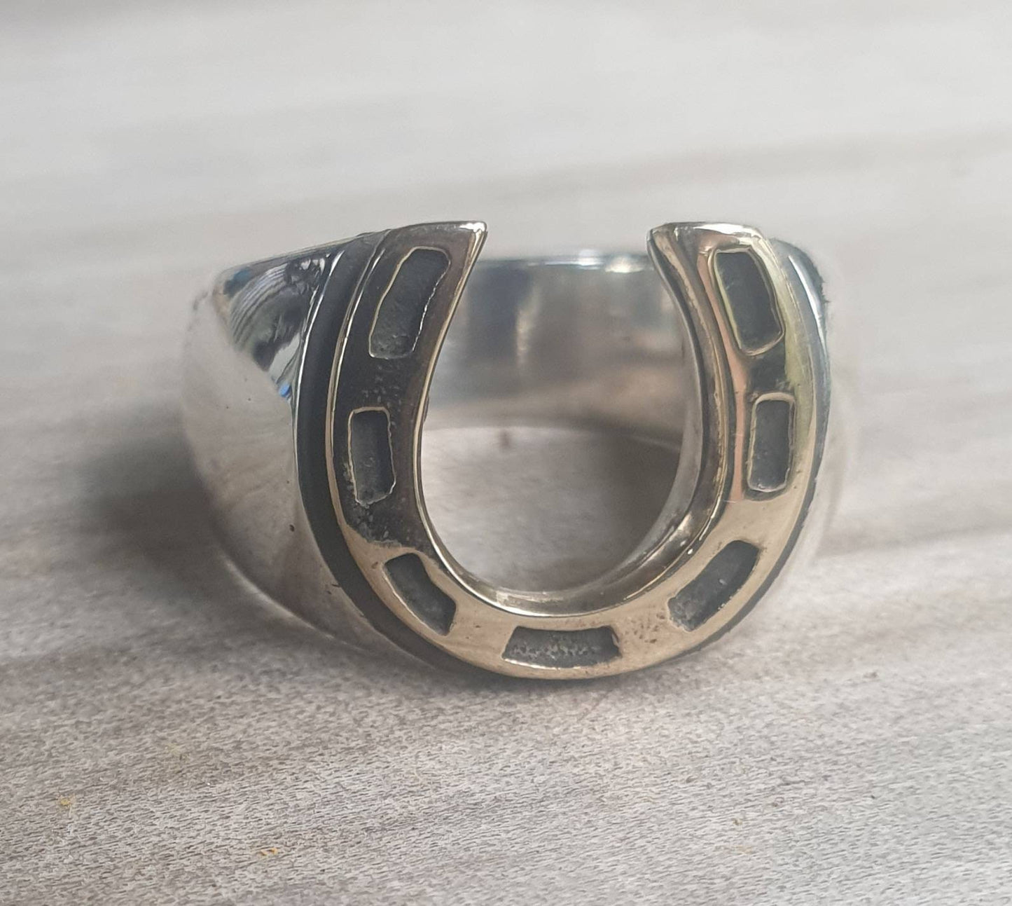 9k horseshoe ring,9ct &sterling silver,two tone,lucky ring,mixed metal, handmade, cowboy,boho shic,goddess,new age,mens fashion