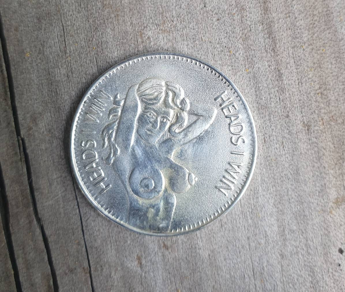 Silver coin,heads and tails coin, sterling silver.flip a coin,naked lady