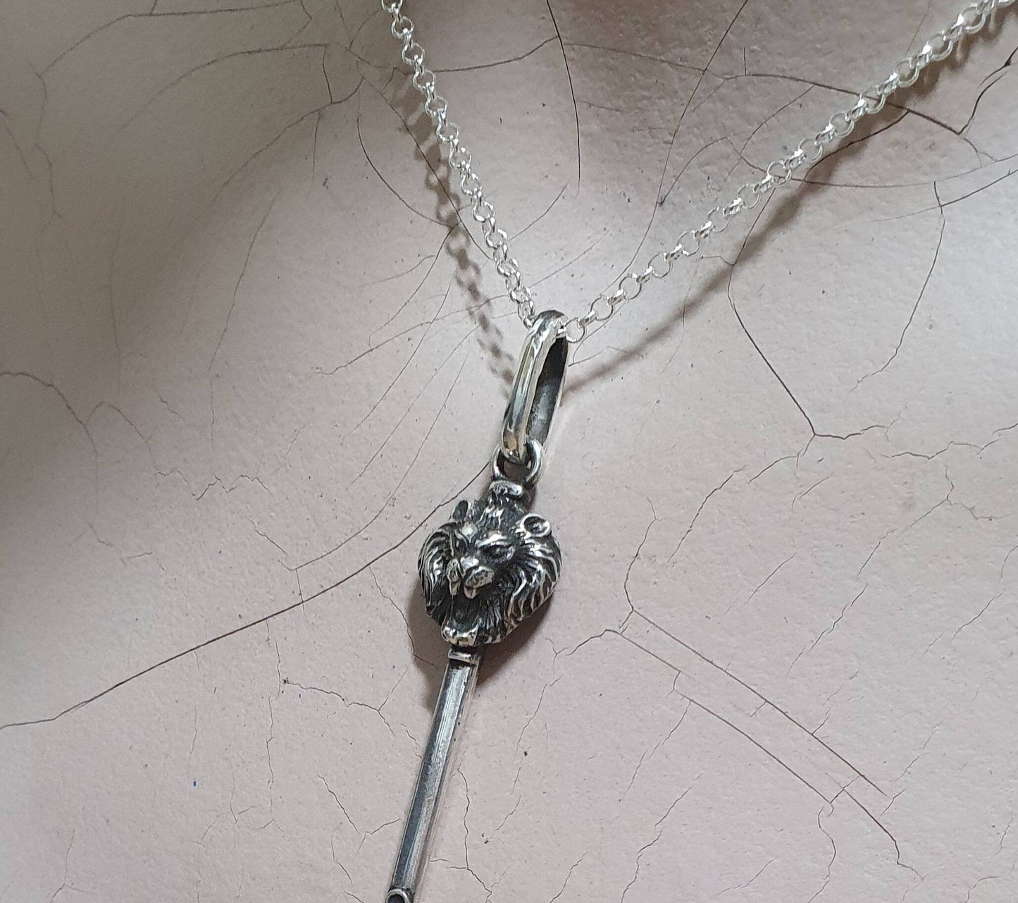 Lion head pendant,salt spoon,small spice sp oon,solid sterling silver, handmade  unique, collectors sp oon