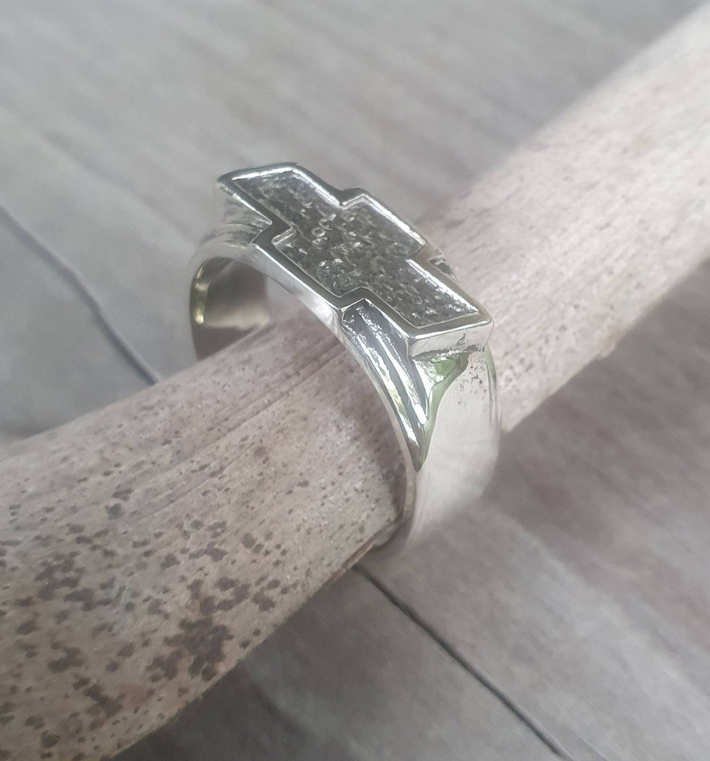 Chev car ring,sterling silver, small cheve ring,rockabilly,hot rod,truck ring,vintage car,hipster,