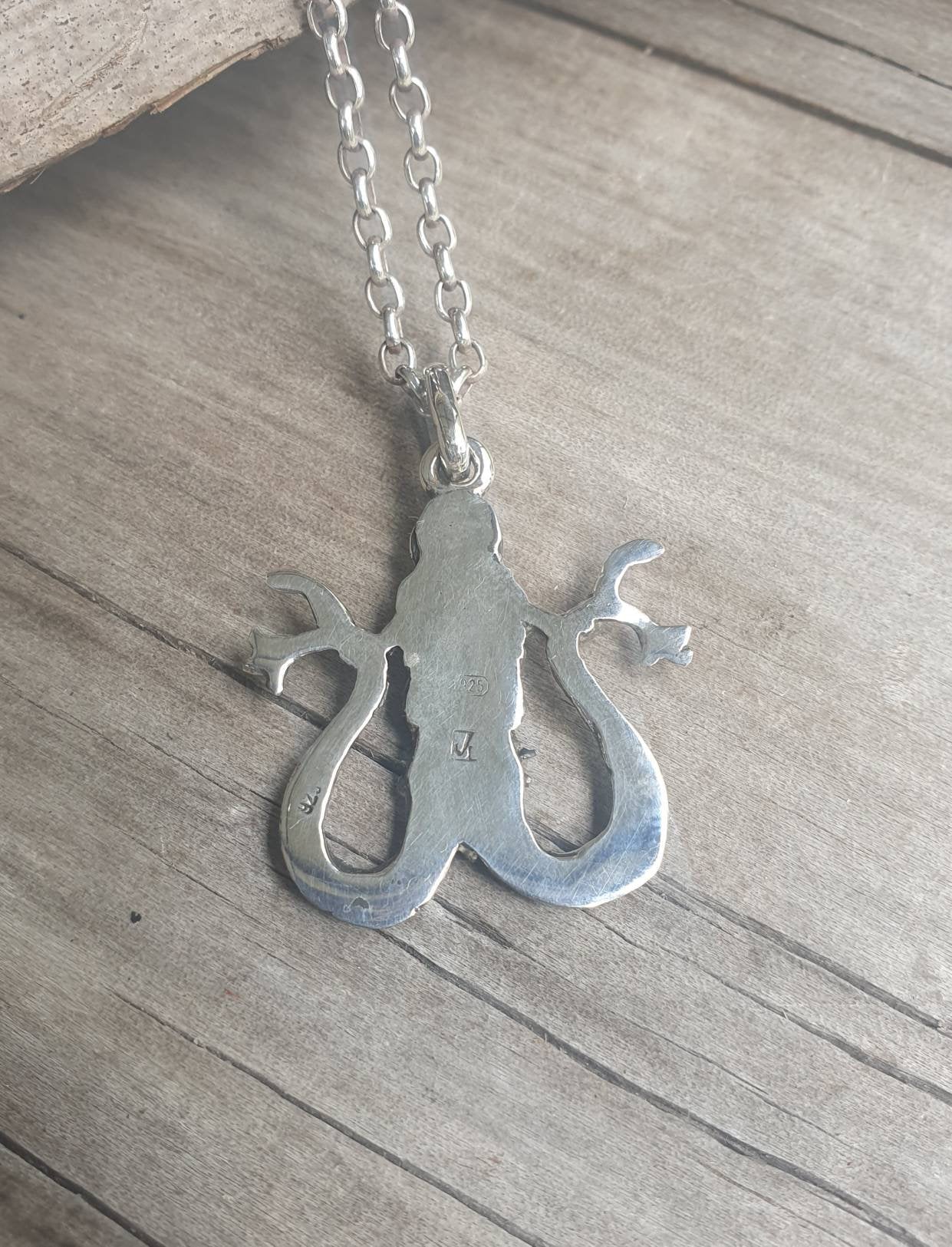 Mermaid pendant,sterling silver,Melusine,Melusina,kracken,mythical,goddess,handmade,sailor,naked lady,nude, mythology,boho,gypsy,folk lore,