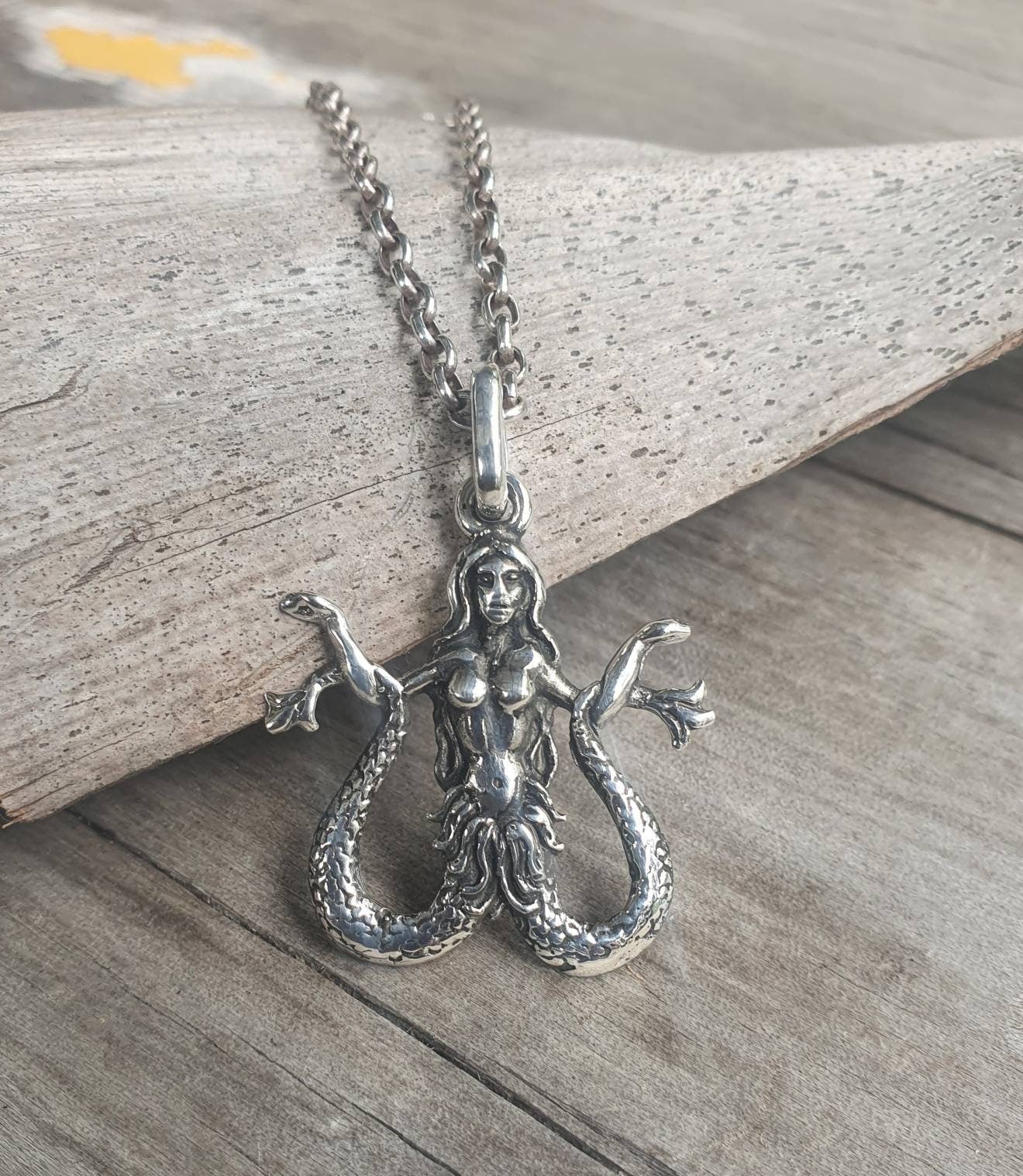 Mermaid pendant,sterling silver,Melusine,Melusina,kracken,mythical,goddess,handmade,sailor,naked lady,nude, mythology,boho,gypsy,folk lore,