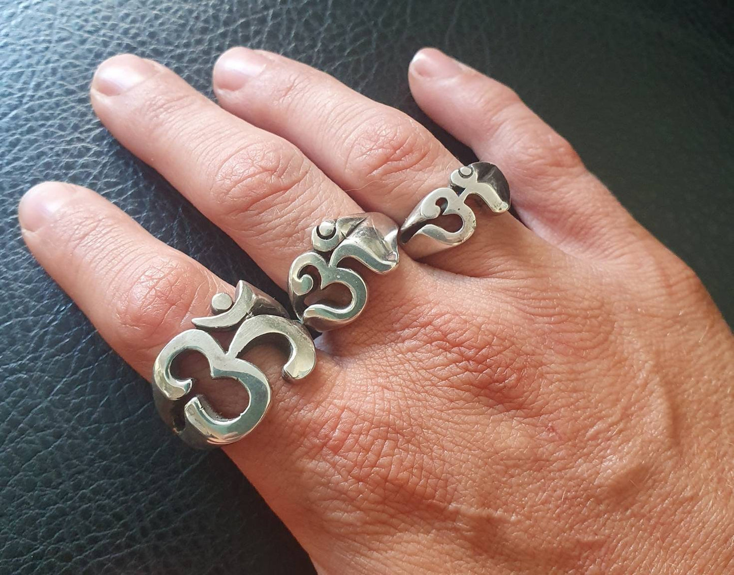 OM rings STERLING SILVER,peace,yoga,meditation,oneness,4 sizes available