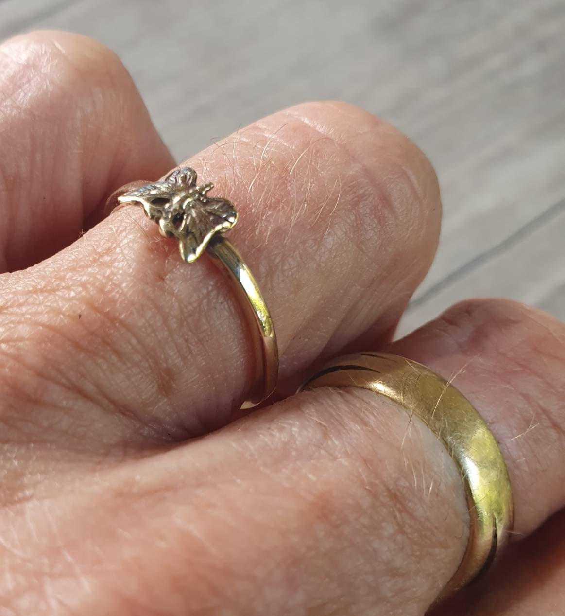 Gold butterfly ring,solid 9k gold Stacker ring,fine,vintage,fine and danity,,boho,pinkie ring