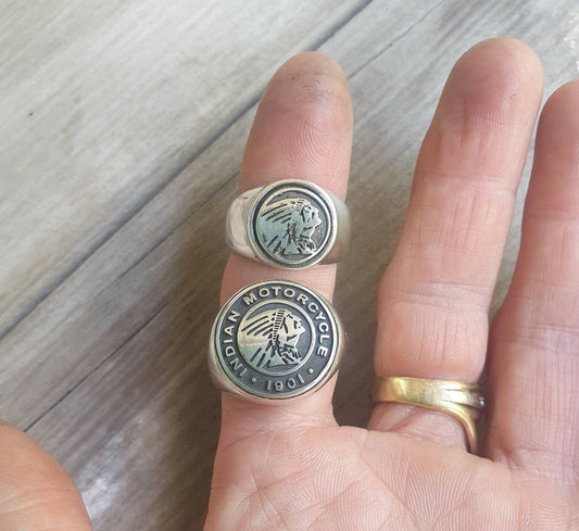Indian ring,sterling silver, Indian head signet, wedding band,unisex,handmade,motorbike,biker