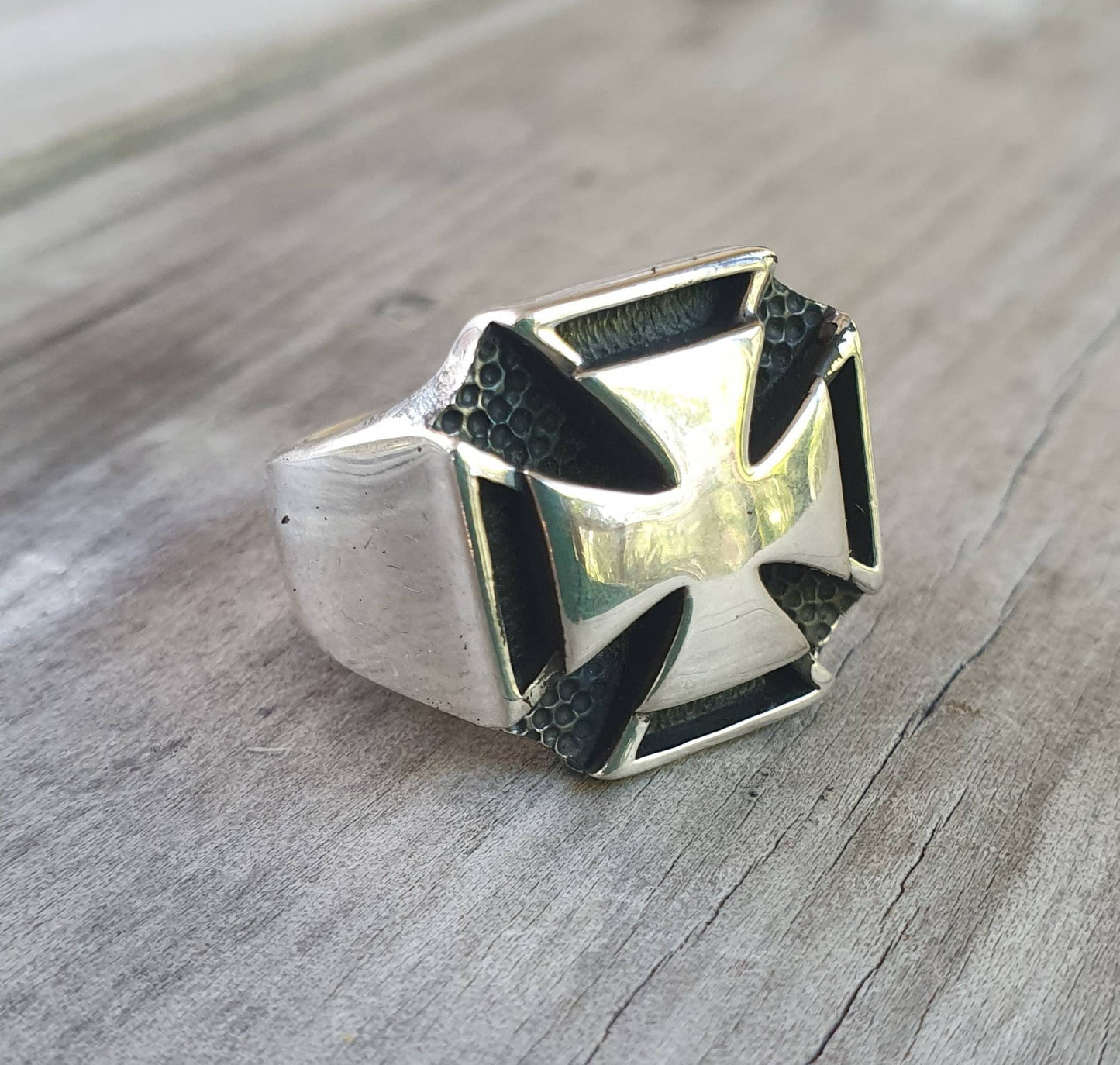 cross ring,even sided cross,sterling silver,celtic,steampunk, gothic,punk,chunky ring,mens fashion,hot rod,rockabilly, biker,