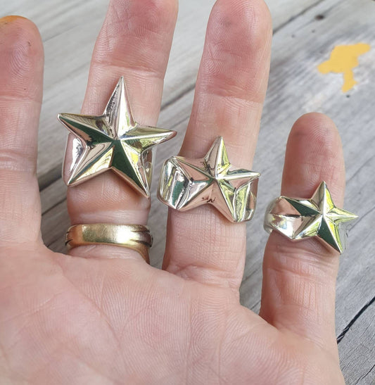 Star ring,Sterling silver,X Large caltex star unisex,five pointed star,chunky ring,unisex,boho,hipster,designer fashion,