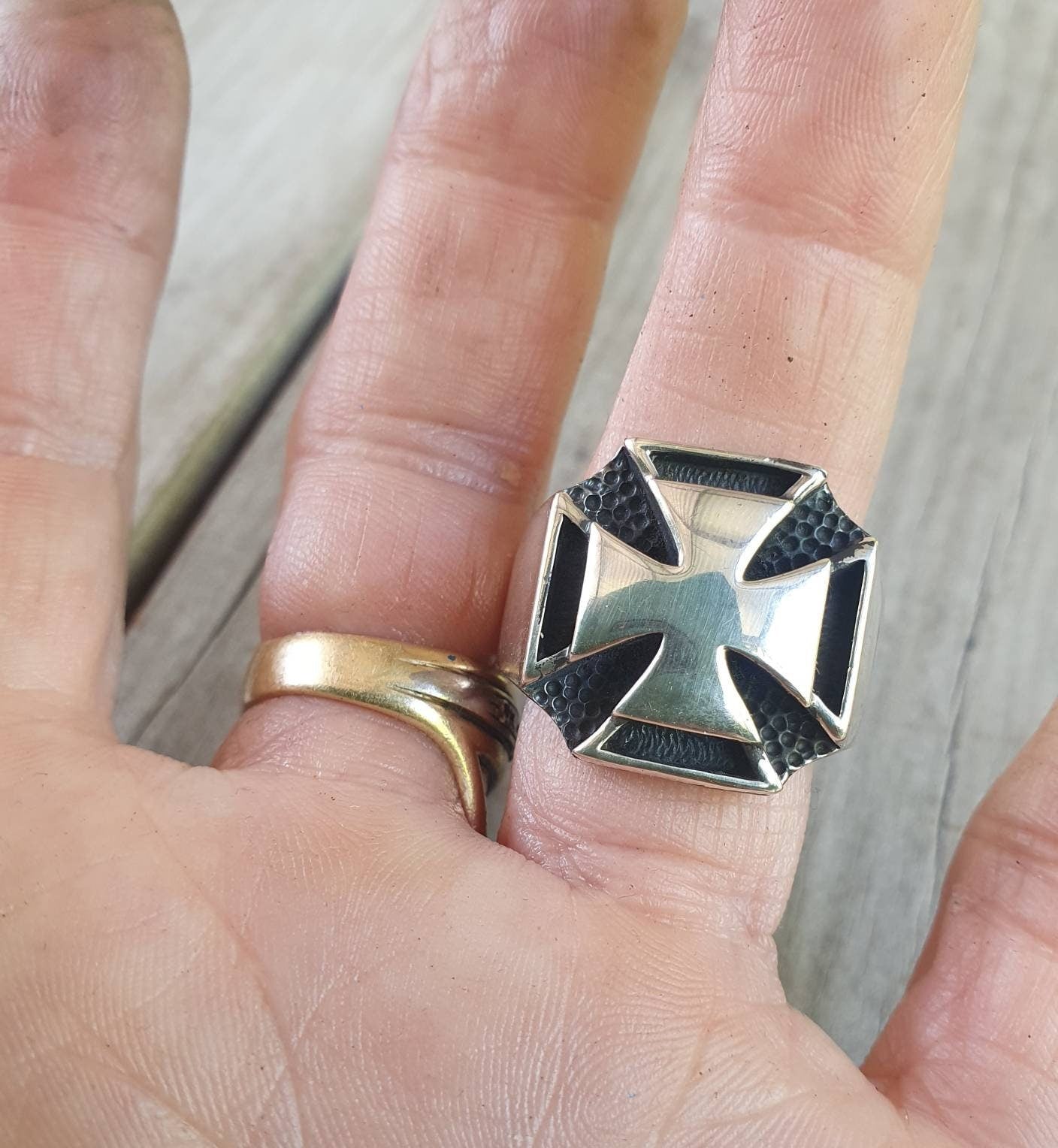 cross ring,even sided cross,sterling silver,celtic,steampunk, gothic,punk,chunky ring,mens fashion,hot rod,rockabilly, biker,