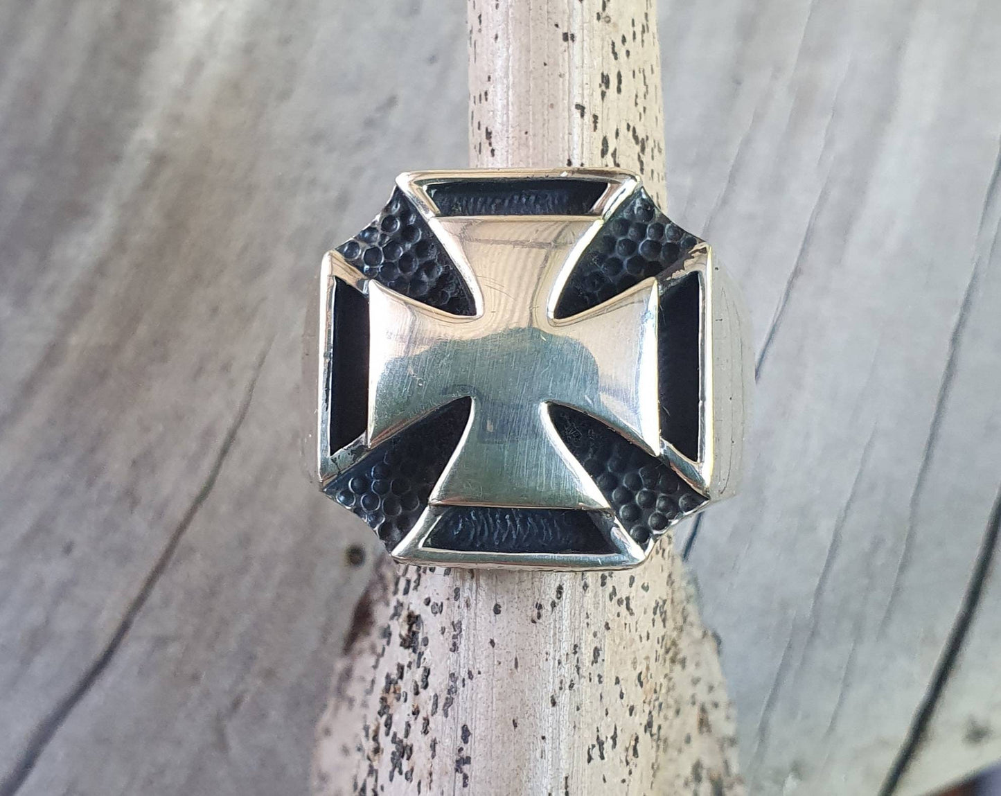 cross ring,even sided cross,sterling silver,celtic,steampunk, gothic,punk,chunky ring,mens fashion,hot rod,rockabilly, biker,